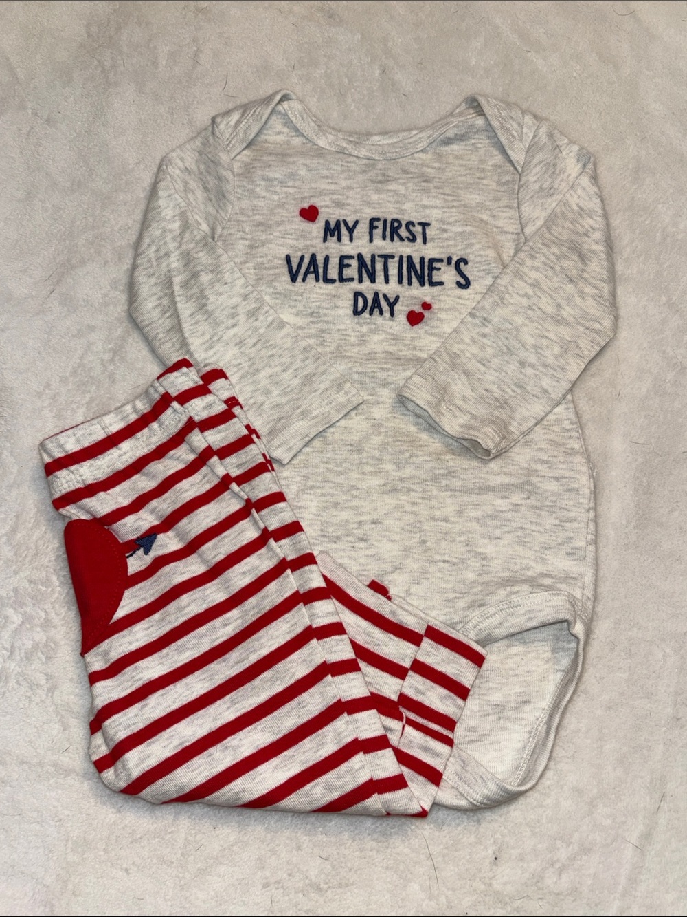 Carters My First Valentine's Day Baby Two-Piece Set - Red & Heather Gray
